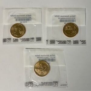 Lot of 3 Native American $1 Coins – Denver Mint – Uncirculated